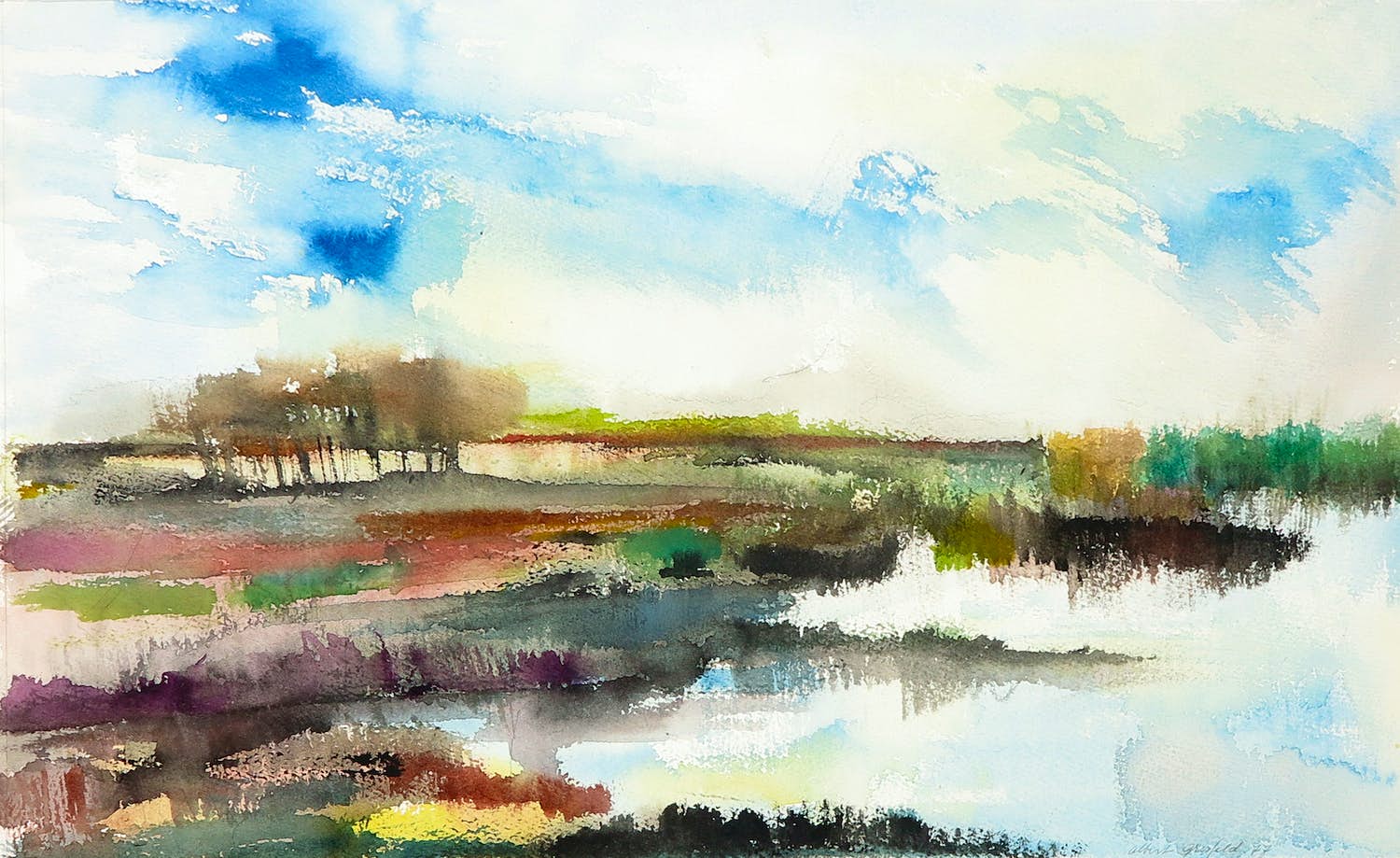 Albert Grosfeld - Aquarel, Landschap verkocht voor € 35!