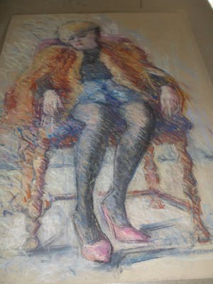 Wim van Bemmel - Pasteltekening. Dame in een stoel. kopen? Bied vanaf 35!