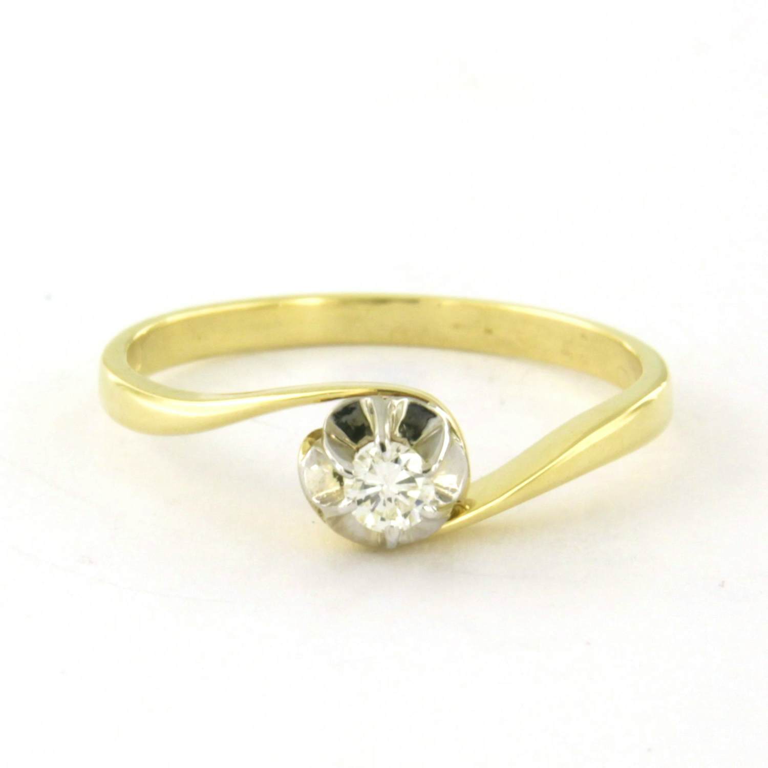 14k bicolour gouden solitair ring met briljant geslepen diamant tot. 0.10ct kopen? Bied vanaf 260!