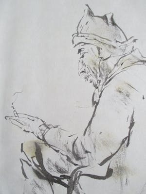 Piet Klaasse - Pentekening Twee mannen kopen? Bied vanaf 35!