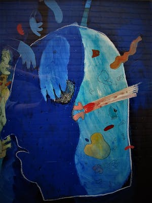 Michel van Overbeeke - GROTE surrealistische Gouache op papier - zonder titel - gesigneerd kopen? Bied vanaf 20!