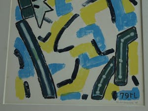Reinier Lucassen - Ingelijste litho , “Blauw en geel” – 79 x 66 cm – 1979 kopen? Bied vanaf 1!