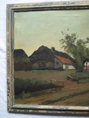 Aris Knikker - Ingelijst , Olieverf op doek , Boerderij – Gesigneerd - Lijst, 46 x 56 cm. kopen? Bied vanaf 1!