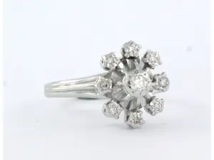 14k witgouden ring met briljant en single cut geslepen diamanten tot. 0,10ct kopen? Bied vanaf 485!