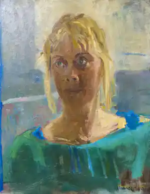Pieter Pander - Portret van blonde vrouw in tegenlicht, olieverf op hardboard verkauft für € 375!