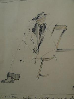 Hans Konings - Ingelijste tekening , “Meeting on a Chair” kopen? Bied vanaf 35!