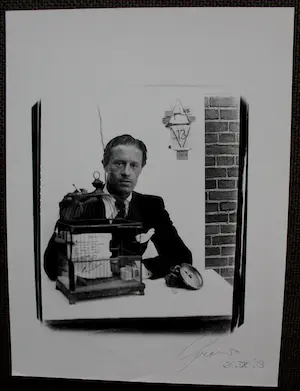 Eugène Brands - Foto: Zelfportret met vogelkooi - 1983 kopen? Bied vanaf 250!