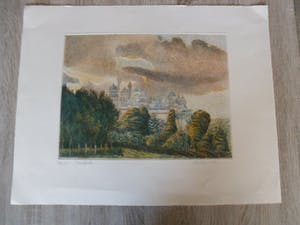 Niet of onleesbaar gesigneerd - Litho, Kasteel in een landschap. kopen? Bied vanaf 1!