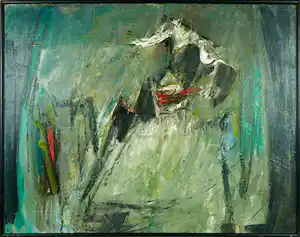 Pauline Braat - Olieverf op doek, Abstracte compositie - Ingelijst (Groot) vendu pour 62€ !