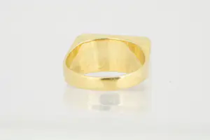 02 - Mooie 14 Krt gouden zegel ring met rechthoekige zwarte steen kopen? Bied vanaf 290!
