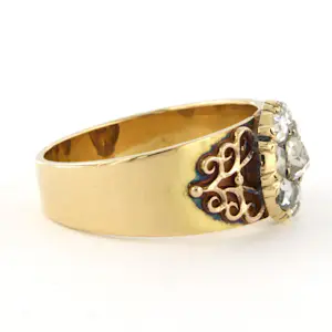 18k geel gouden ring bezet met roos geslepen diamant tot. 0.40ct – G/H - SI kopen? Bied vanaf 700!