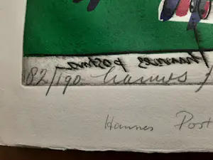 Hannes Postma - "Hors series" handgekleurde Ets -1966 - "twee armlengten" kopen? Bied vanaf 45!