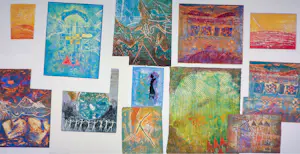 Chabab Tayefeh Mohajer - Gemengde druktechniek, Lot van 12 abstracte composities + boek kaufen? Bieten Sie von 300!