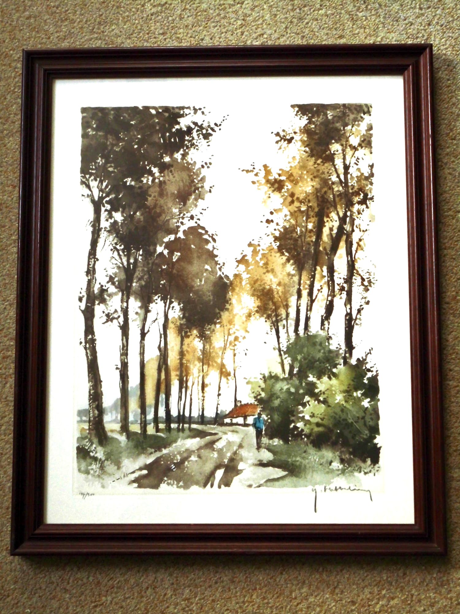 Roger Hebbelinck - Ingekleurde Ets - Landschap verkocht voor € 35!