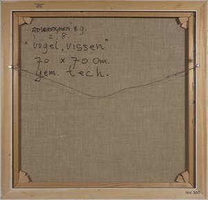 Ad Verstijnen - Gemengde techniek op doek, Vogel, vissen - Ingelijst kopen? Bied vanaf 1!