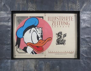 Jan Bollaert - Gemengde techniek op papier, Zeitung duck - Ingelijst kopen? Bied vanaf 50!