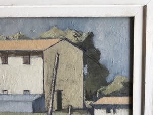 Hans Olsthoorn - Huis in berglandschap (olieverf op paneel) kopen? Bied vanaf 123!