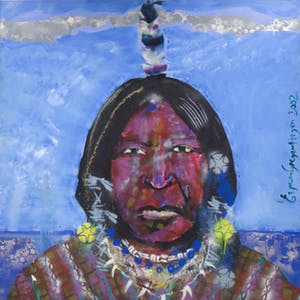 Espen Hagen - Olieverf en spuitbus op doek, Indiaan (Zeer groot) kopen? Bied vanaf 500!