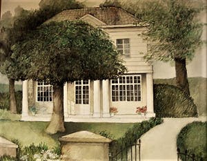 Niet of onleesbaar gesigneerd - Groot & intrigerend realistisch olieverf "het Witte huis" gesigneerd kopen? Bied vanaf 1!