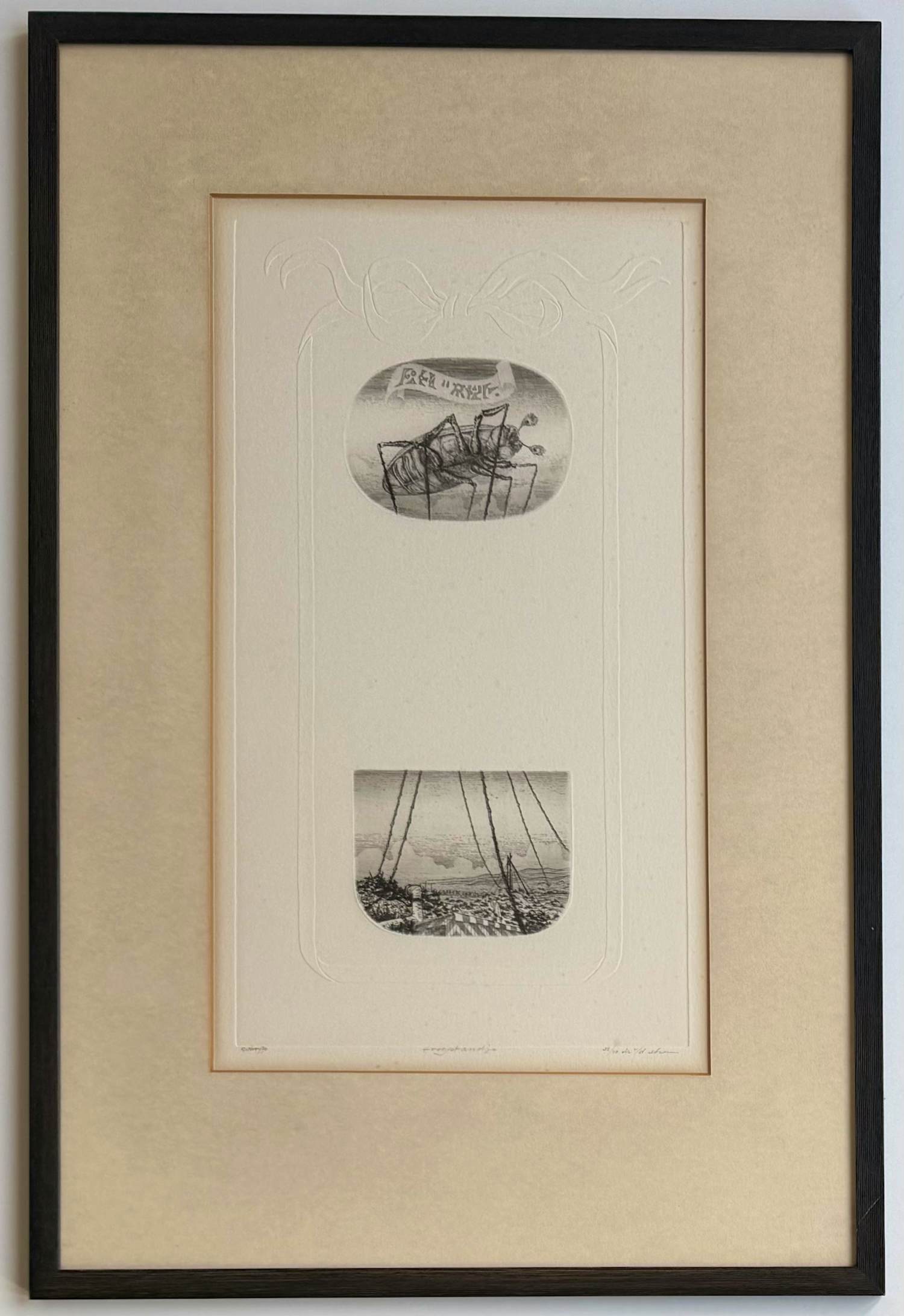 Gerard van Rooy - handgesigneerde ets/blinddruk | 'Hoogstandje' | 1970 (INGELIJST) kopen? Bied vanaf 70!