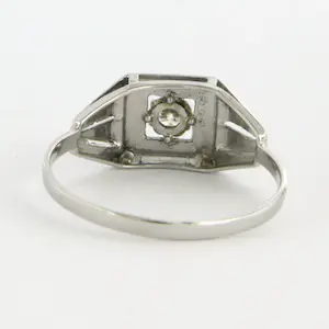 18k witgouden ring bezet met oud Europees slijpvorm geslepen diamant kopen? Bied vanaf 135!