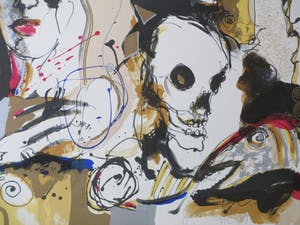 Jan Voss - Surrealistische scene - Handgekleurde litho kopen? Bied vanaf 40!