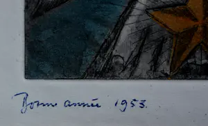 Jeanne Bieruma Oosting - Ets Nieuwjaarswens: Bonne Annee 1953 kopen? Bied vanaf 75!