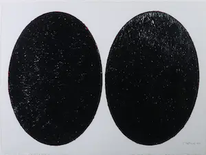 Pim Lenos - Olieverf op papier, Compositie in zwart - Ingelijst kopen? Bied vanaf 1!