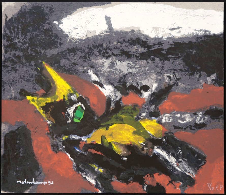 Nico Molenkamp - Zeefdruk, Z.T. Vogel zwart kopen? Bied vanaf 1!