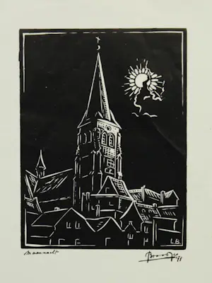 AcheterLeo Broos - Set van vier linosnedes, voorstellende kerkgebouwen? Enchérissez de 140!