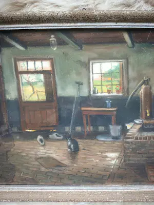 Buy Arie Wassenburg - Huiskamer met kat.? Bid from 75!