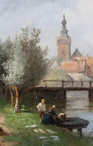 Charles Leickert - Gezicht op Delft- Ingelijst kopen? Bied vanaf 3950!