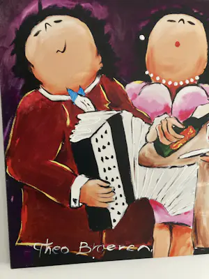 Theo Broeren - Glicée met acryl op doek “Muziekspelen 2” (ZEER GROOT) kopen? Bied vanaf 80!