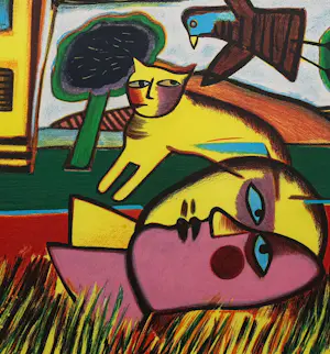 Corneille - handgesigneerde kleurenlitho | 'La maison jaune' | 2002 (INGELIJST) kopen? Bied vanaf 350!