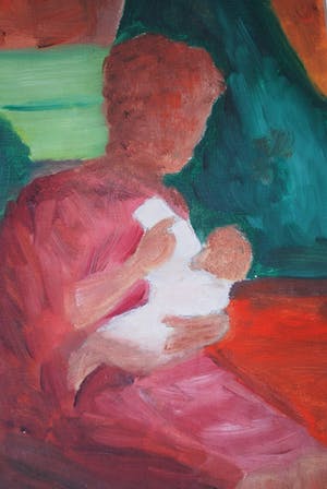 Harrie Sterk - [toegeschreven aan] - olieverfschilderij - in de kinderstoel kopen? Bied vanaf 60!