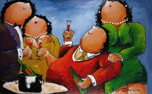 Theo Broeren - Acryl op doek, Toe kerel, vertel eens! (Zeer groot) kopen? Bied vanaf 100!