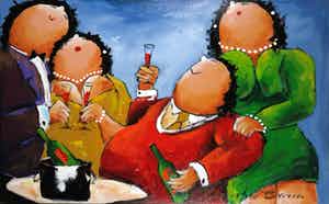 Theo Broeren - Acryl op doek, Toe kerel, vertel eens! (Zeer groot) verkocht voor € 100!