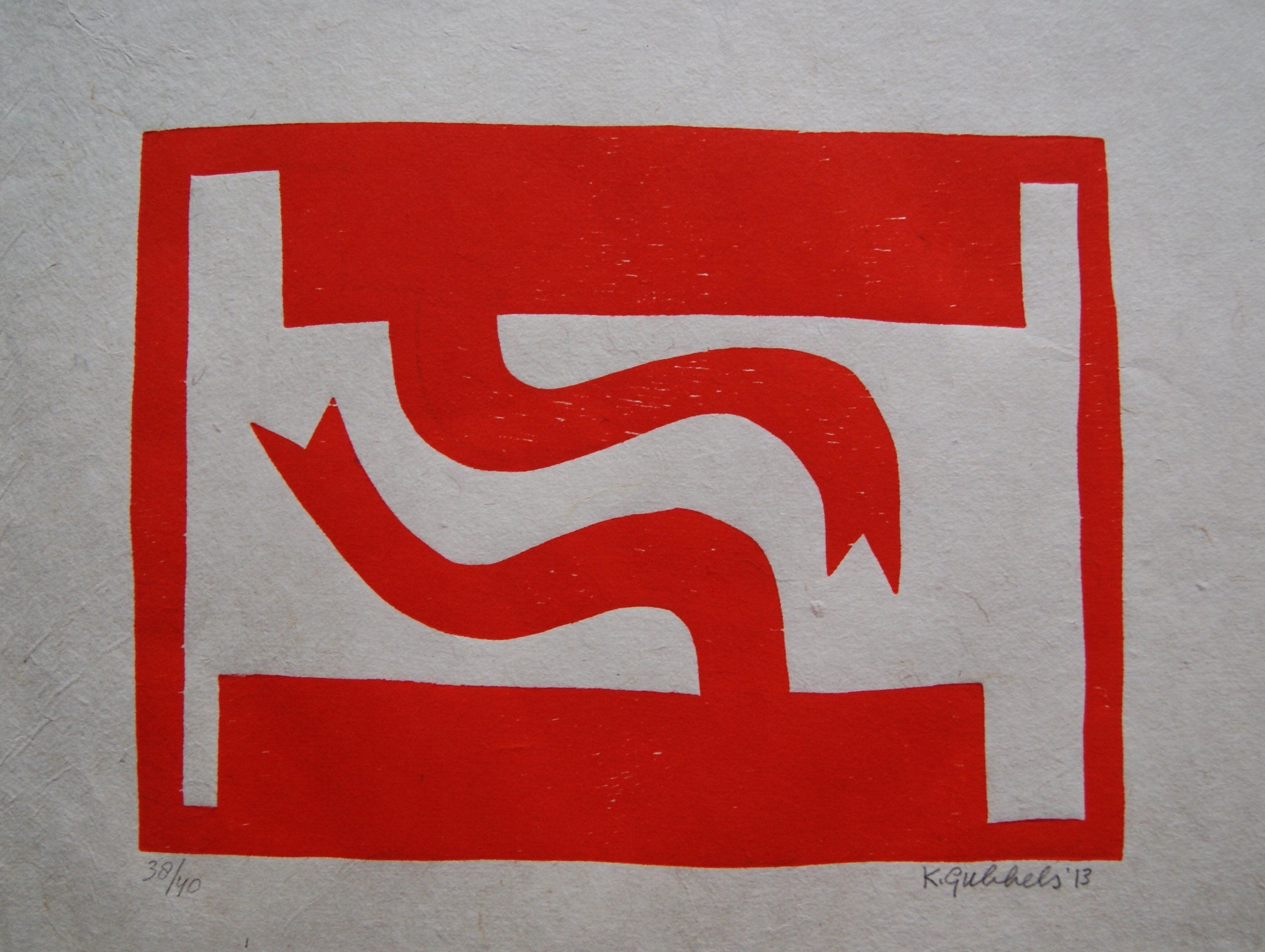 Klaas Gubbels - houtdruk 'Gespiegeld' - 2013 - oplage 40 ex. kopen? Bied vanaf 295!