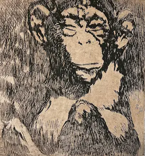 Theo Goedvriend - Aapjes Kijken - zes etsen kopen? Bied vanaf 100!