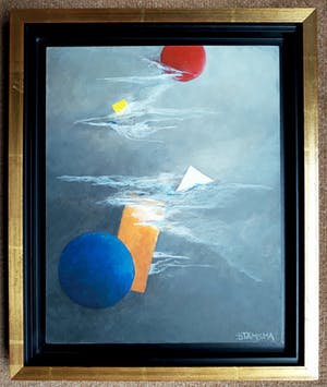 Dieuwke Tamsma - Geometrisch abstracte compositie, acrylverf op paneel (mooi ingelijst) kopen? Bied vanaf 75!