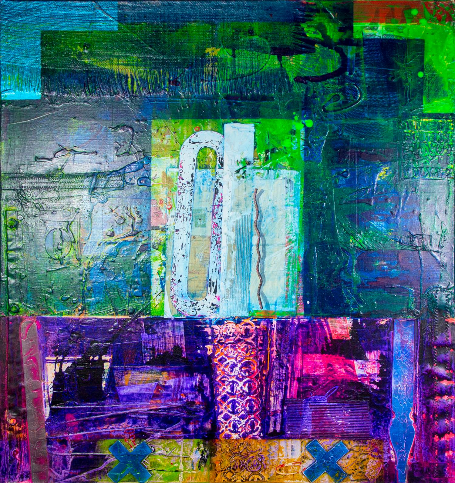 Jos Verwiel - Gemengde techniek op doek, Console I verkocht voor € 200!