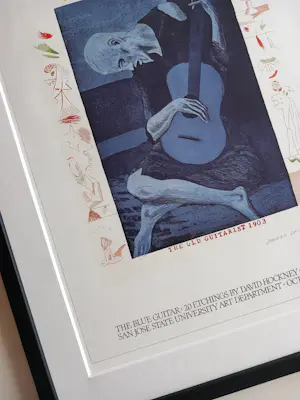 David Hockney - Offset lithografie The Old Guitarist – met lijst kopen? Bied vanaf 185!
