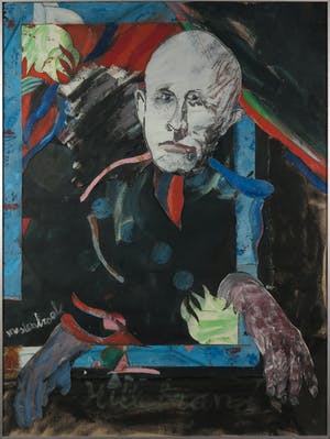 Albert Mastenbroek - Olieverf op doek en collage, Portret Hillebrand van Kampen - Ingelijst (Groot) kopen? Bied vanaf 1!
