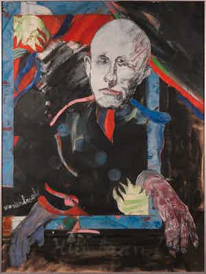 Albert Mastenbroek - Olieverf op doek en collage, Portret Hillebrand van Kampen - Ingelijst (Groot) verkocht voor € 1!