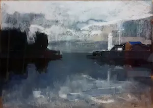 Peter Teeling - acryl schilderij - 'Honfleur Frankrijk' - 284-B kopen? Bied vanaf 35!