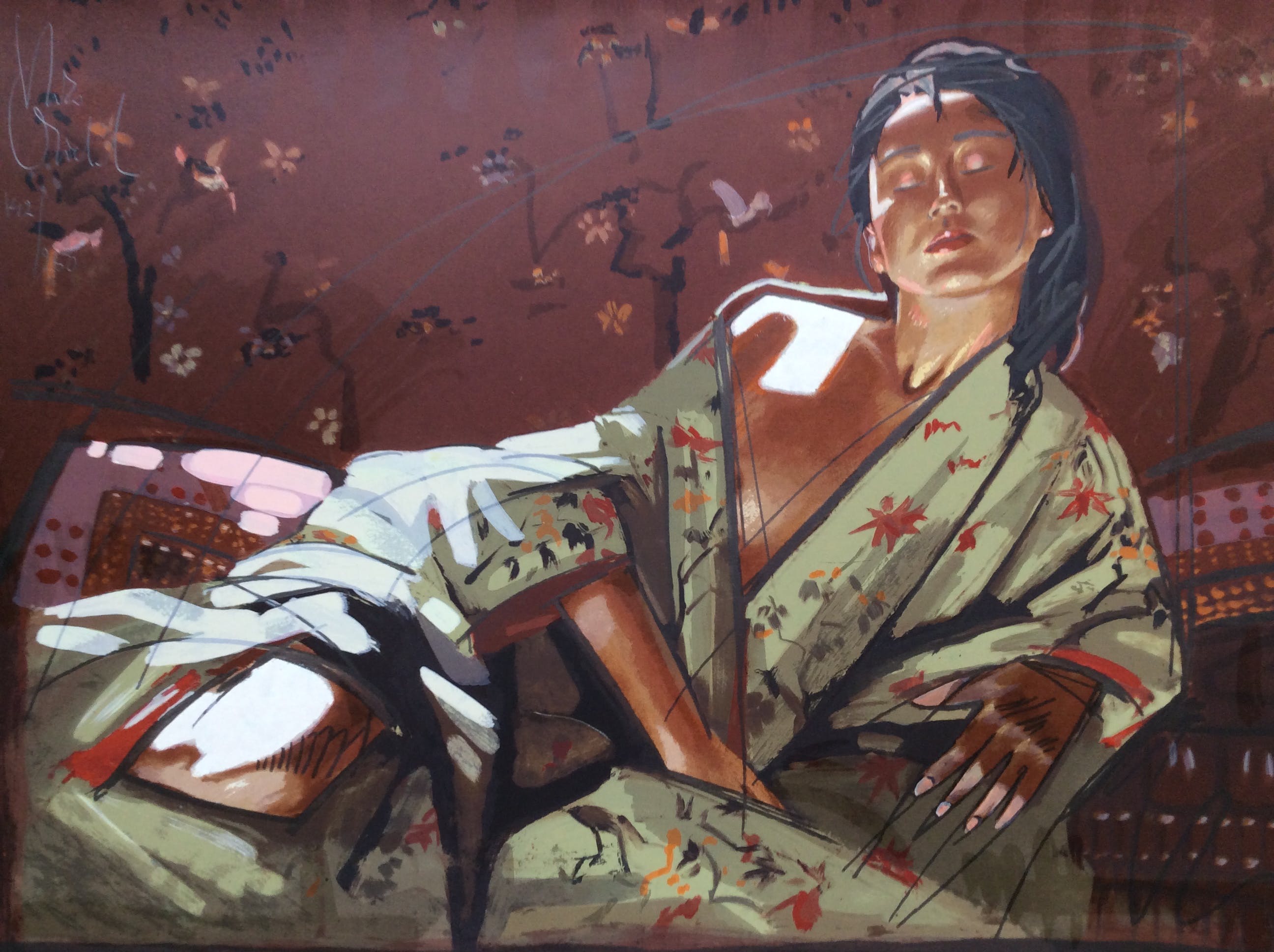 Nico Vrielink - Jeane in kimono - zeefdruk verkocht voor € 79!