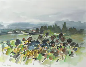 Jan van Hoof - Aquarel, San Antonio - Ingelijst kopen? Bied vanaf 50!