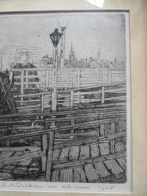 Antoon Derkzen van Angeren - Zicht op de Haven van Rotterdam 1908 kopen? Bied vanaf 65!