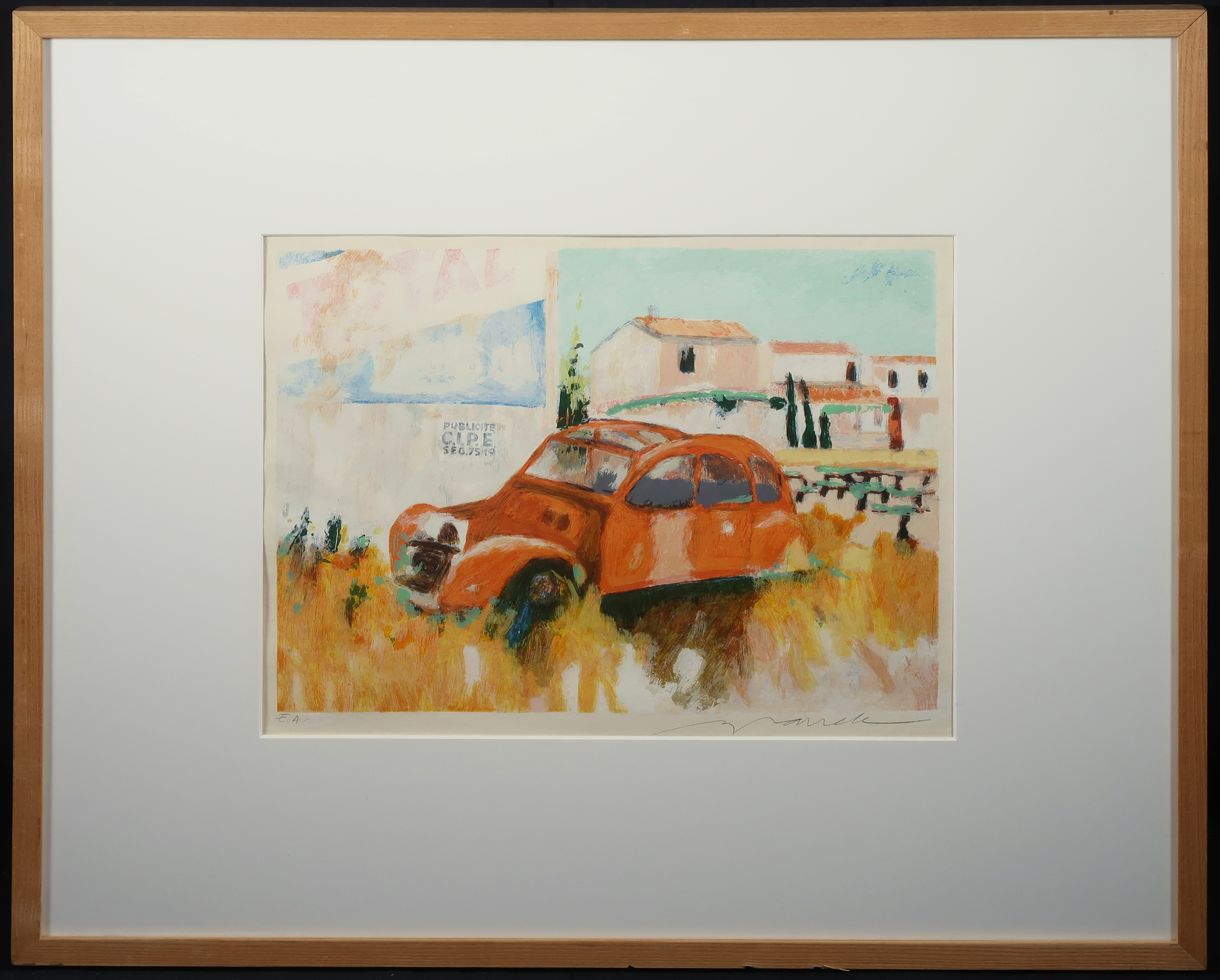 Willem Brauck - Zeefdruk, Deux Chevaux - Ingelijst verkocht voor € 40!