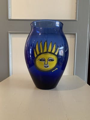 Corneille - 4 vazen Oiseau-Soleil in saffierblauw glas kopen? Bied vanaf 75!